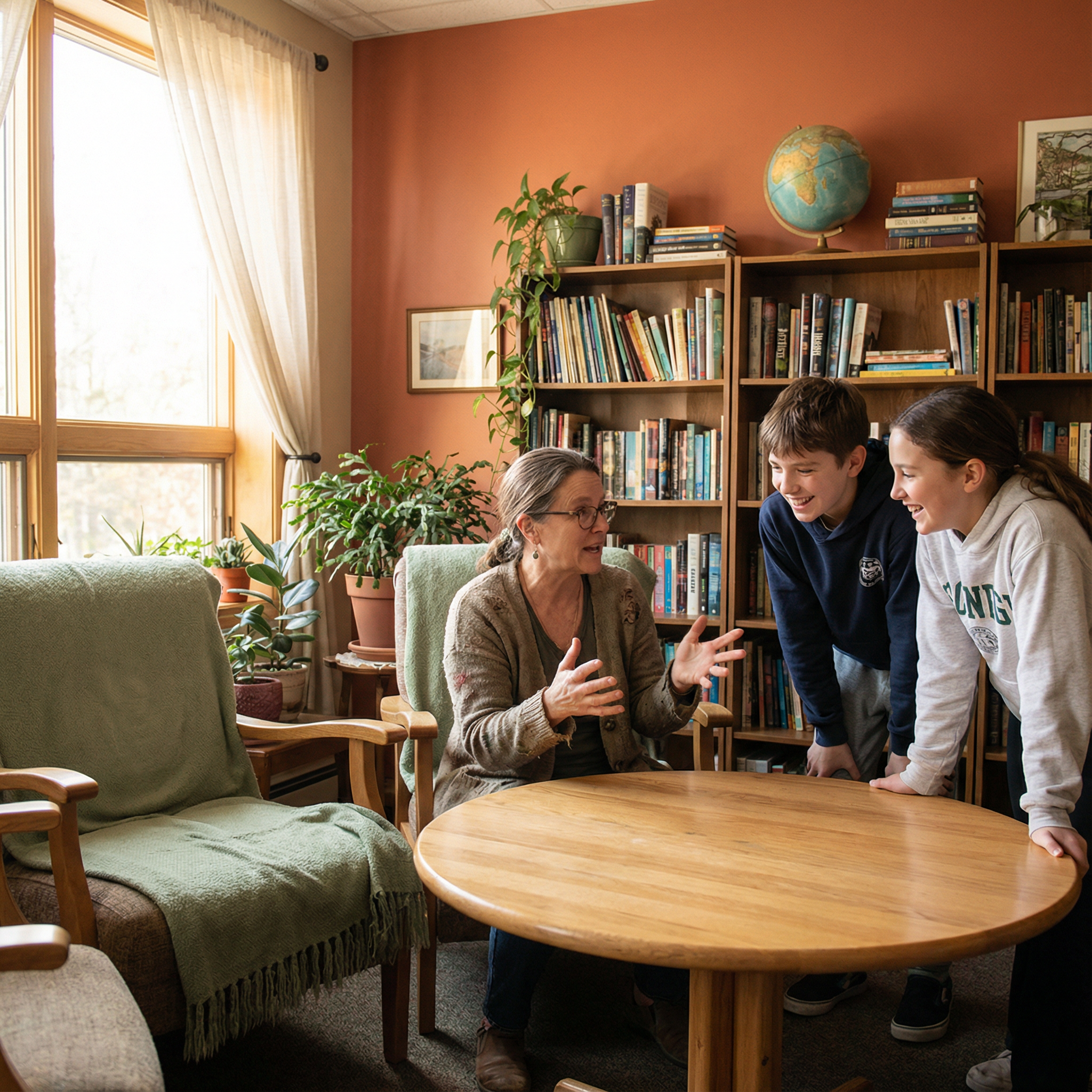 Mentor teaching students